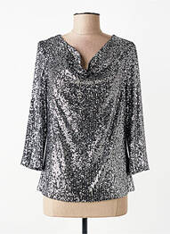 Top tissage jersey manches longues argent JOSEPH RIBKOFF femme