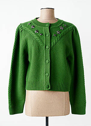 Gilet manches longues col rond vert TARA JARMON femme
