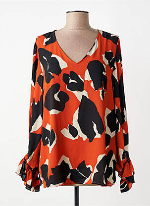 Blouse imprimé fantaisie manches longues orange JOSEPH RIBKOFF femme