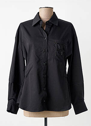 Chemisier coupe cintrée manches longues noir BLEU BLANC ROUGE femme