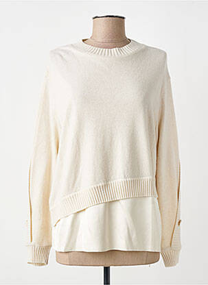 Pull coupe cintrée manches longues beige TRICOT CHIC femme