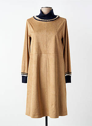 Robe mi-longue manches longues manches longues marron TRICOT CHIC femme