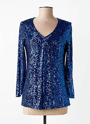 Top tissage jersey manches longues bleu JOSEPH RIBKOFF femme