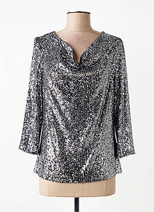 Top tissage jersey manches longues argent JOSEPH RIBKOFF femme