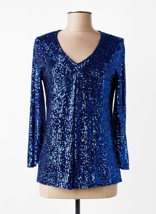 Top tissage jersey manches longues bleu JOSEPH RIBKOFF femme