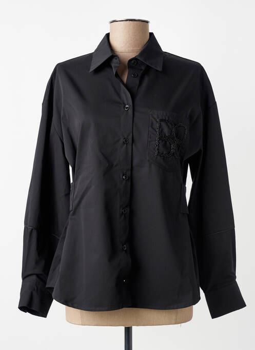 Chemisier coupe cintrée manches longues noir BLEU BLANC ROUGE femme