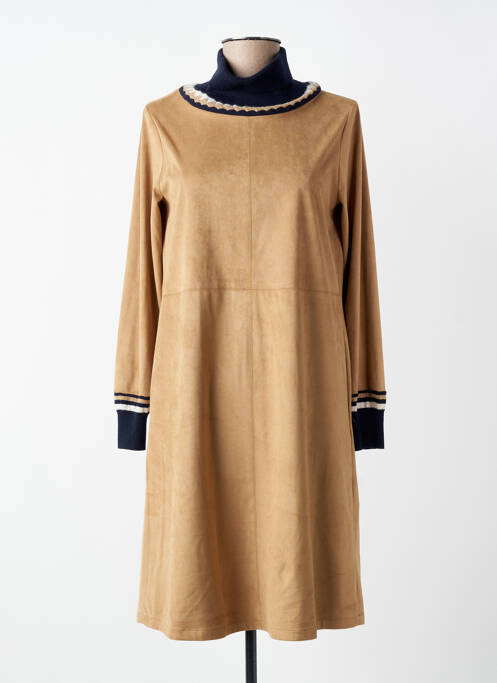 Robe mi-longue manches longues manches longues marron TRICOT CHIC femme