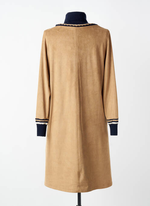 Robe mi-longue manches longues manches longues marron TRICOT CHIC femme