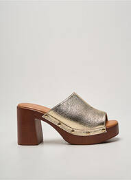 Mules/sabots tissage satiné talon de 7 à 9cm or ERYNN femme