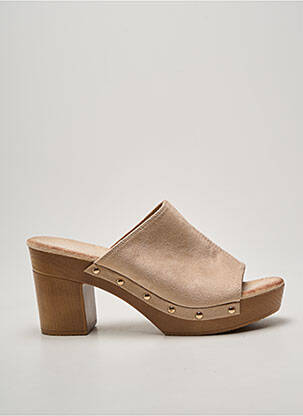 Mules/sabots semi compensé talon de 7 à 9cm beige BELLUCCI femme