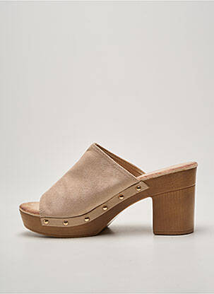 Mules/sabots semi compensé talon de 7 à 9cm beige BELLUCCI femme