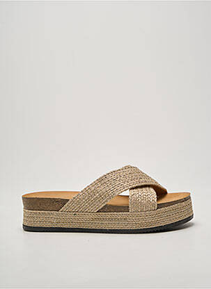 Mules/sabots tissage satiné talon de 4 à 6cm or DAY-VINE femme