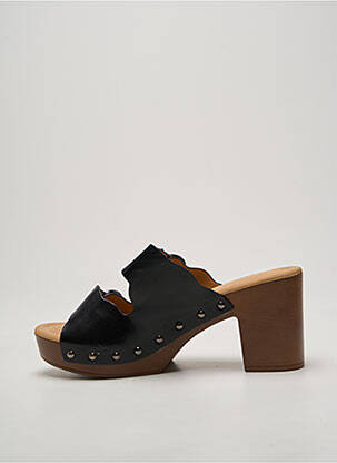 Mules/sabots tissage satiné talon de 7 à 9cm noir SOON HER femme