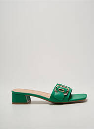 Mules/sabots tissage satiné talon de 4 à 6cm vert SOON HER femme