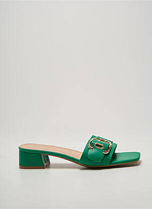Mules/sabots tissage satiné talon de 4 à 6cm vert SOON HER femme