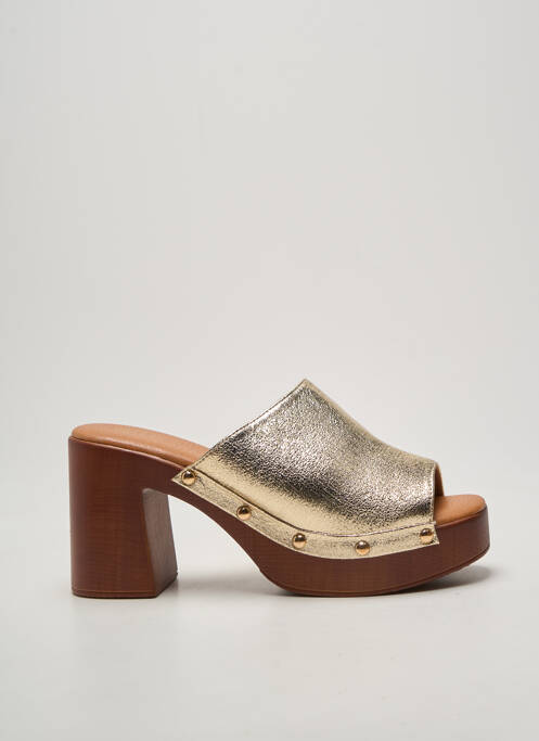 Mules/sabots semi compensé talon de 7 à 9cm or ERYNN femme