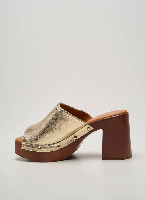 Mules/sabots semi compensé talon de 7 à 9cm or ERYNN femme