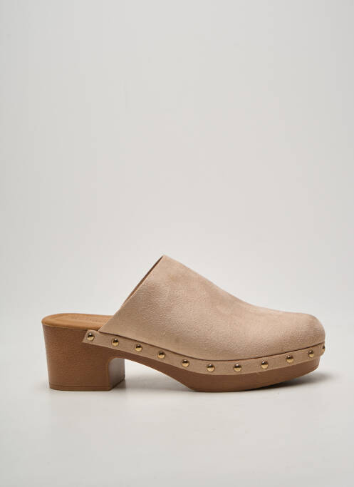 Mules/sabots semi compensé talon de 4 à 6cm beige BELLUCCI femme