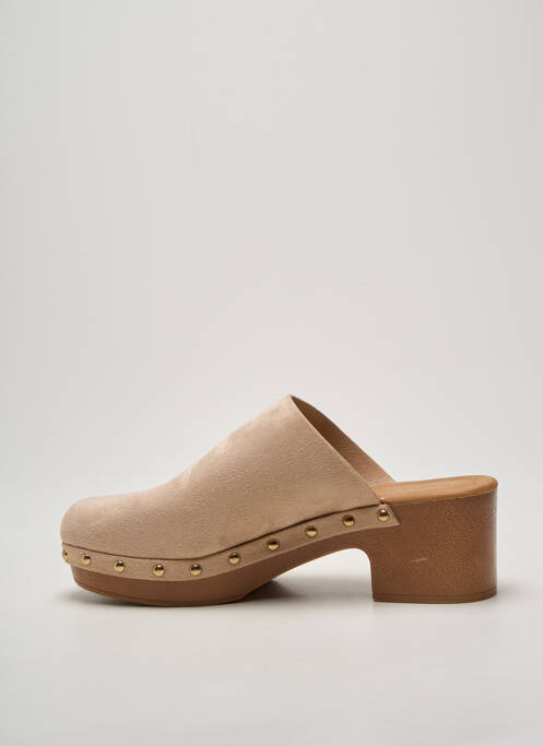 Mules/sabots semi compensé talon de 4 à 6cm beige BELLUCCI femme