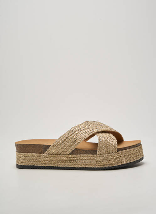Mules/sabots tissage satiné talon de 4 à 6cm or DAY-VINE femme