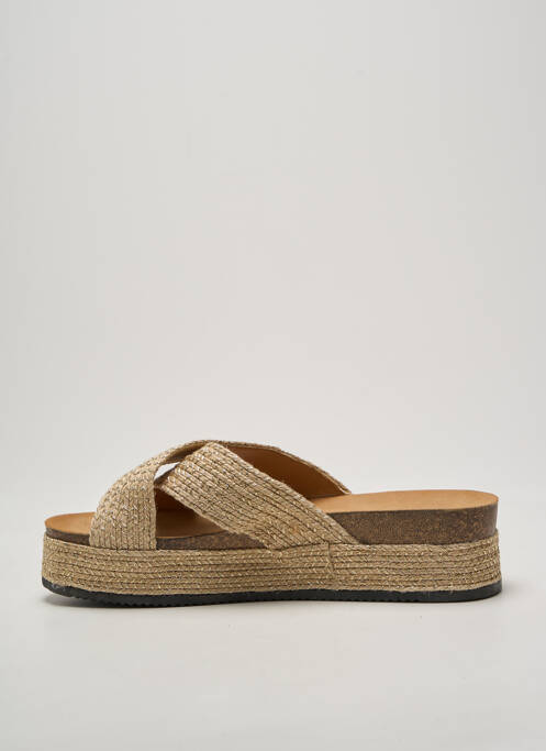 Mules/sabots tissage satiné talon de 4 à 6cm or DAY-VINE femme