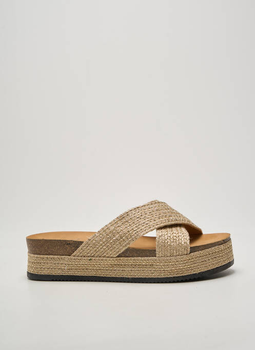 Mules/sabots tissage satiné talon de 4 à 6cm or DAY-VINE femme