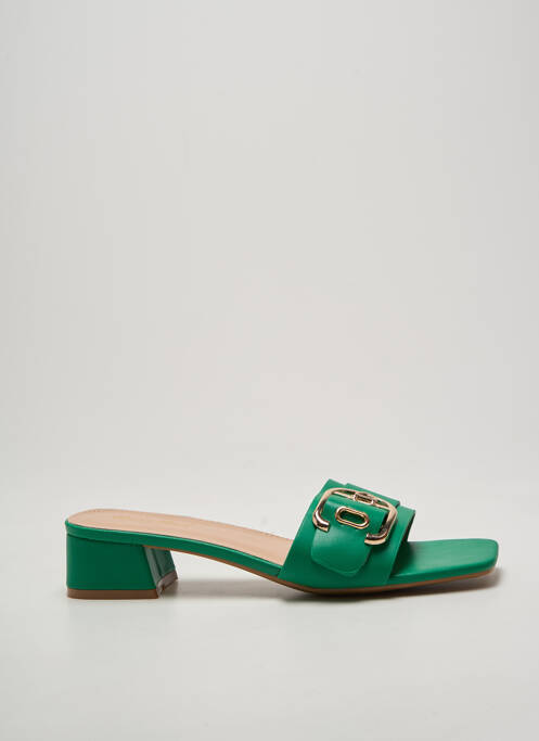 Mules/sabots tissage satiné talon de 4 à 6cm vert SOON HER femme