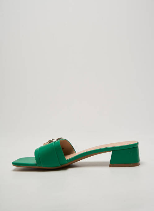 Mules/sabots tissage satiné talon de 4 à 6cm vert SOON HER femme