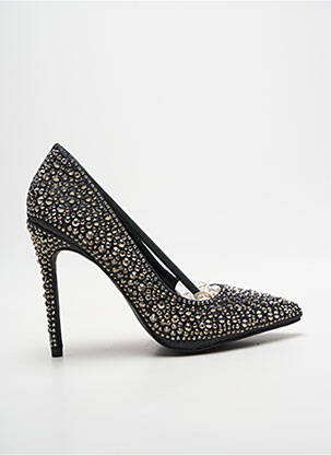 Escarpins tissage satiné talon haut de 10cm et plus noir MOOW femme
