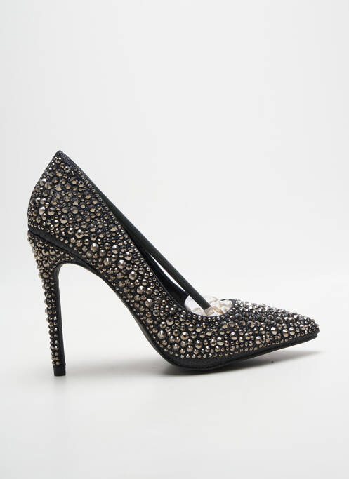 Escarpins tissage satiné talon haut de 10cm et plus noir MOOW femme