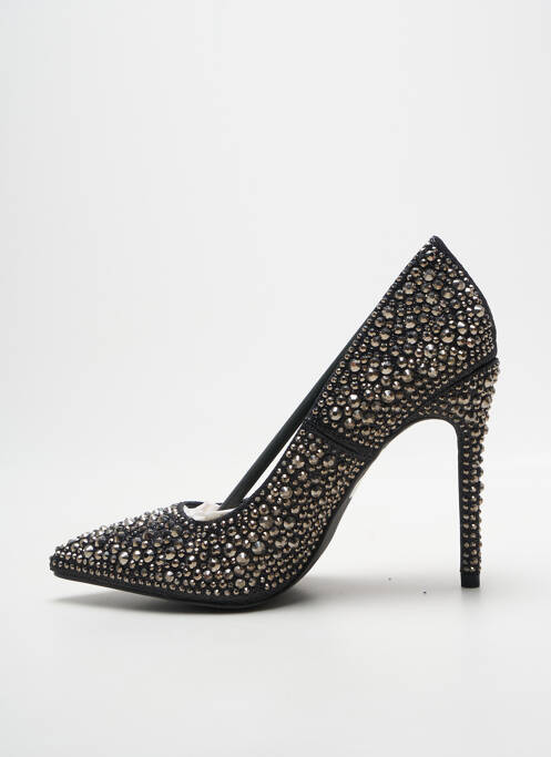 Escarpins tissage satiné talon haut de 10cm et plus noir MOOW femme
