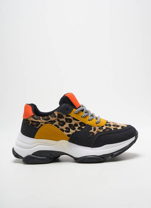 Baskets bout rond talon de 4 à 6cm jaune IDEAL SHOES femme