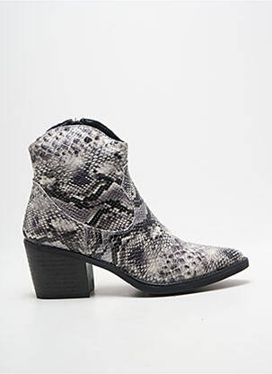 Bottines/boots tissage satiné talon de 4 à 6cm gris MOOW femme