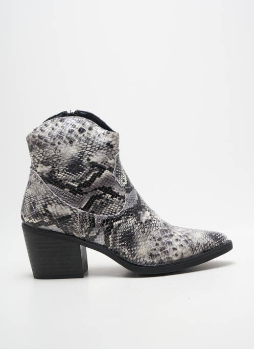 Bottines/boots tissage satiné talon de 4 à 6cm gris MOOW femme