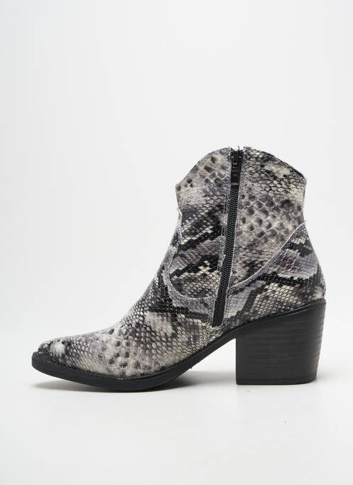 Bottines/boots tissage satiné talon de 4 à 6cm gris MOOW femme