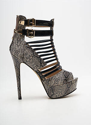 Sandales/nu pieds tissage satiné talon haut de 10cm et plus noir SERGIO TODZI femme