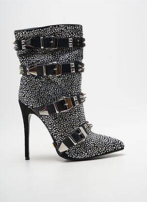 Bottines/boots tissage satiné talon haut de 10cm et plus noir SERGIO TODZI femme