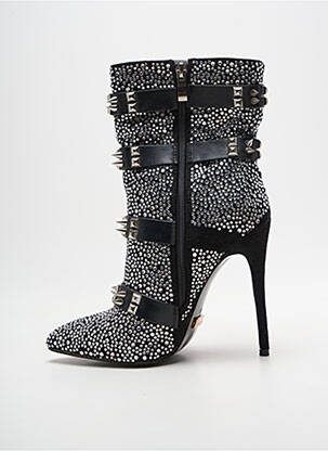 Bottines/boots tissage satiné talon haut de 10cm et plus noir SERGIO TODZI femme