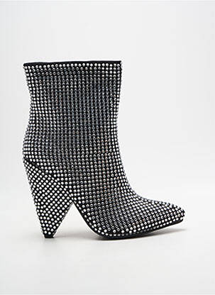 Bottines/boots tissage satiné talon haut de 10cm et plus noir BELLO STAR femme
