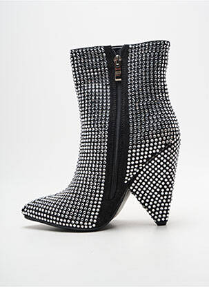 Bottines/boots tissage satiné talon haut de 10cm et plus noir BELLO STAR femme