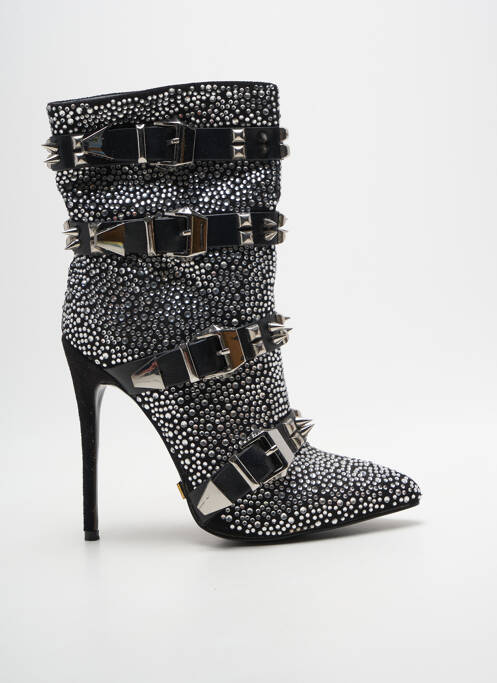 Bottines/boots tissage satiné talon haut de 10cm et plus noir SERGIO TODZI femme