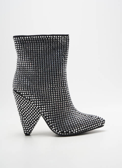 Bottines/boots tissage satiné talon haut de 10cm et plus noir BELLO STAR femme