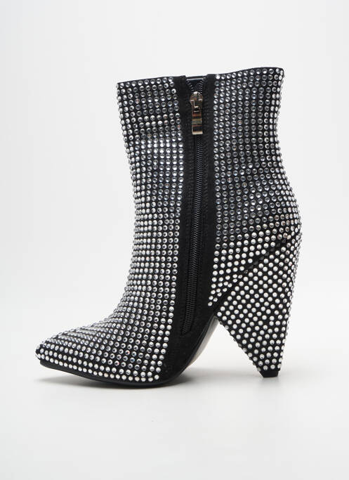 Bottines/boots tissage satiné talon haut de 10cm et plus noir BELLO STAR femme