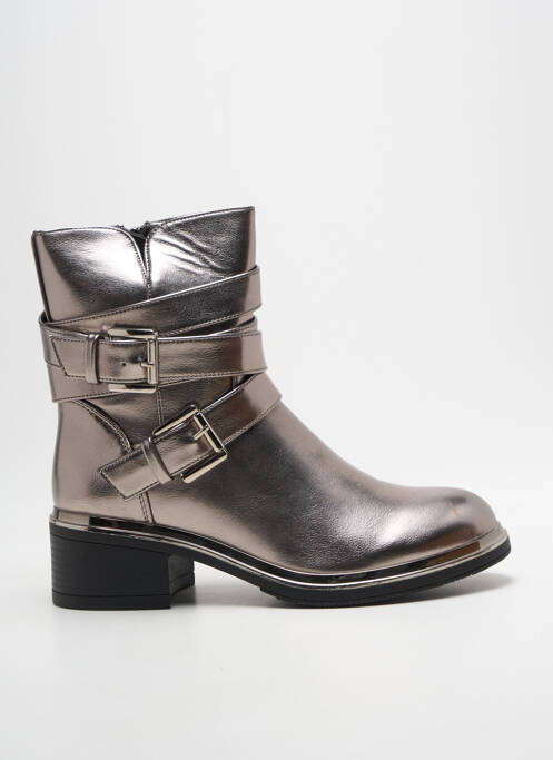 Bottines/boots tissage satiné talon de 4 à 6cm argent POTI PATI femme