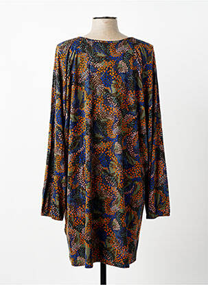 Robe mi-longue imprimé fantaisie manches longues bleu CISO femme