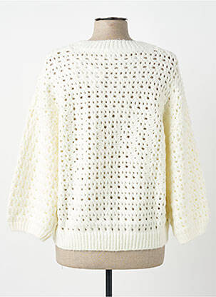 Pull coupe droite manches longues blanc C'EST BEAU LA VIE femme