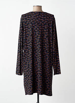 Robe mi-longue imprimé fantaisie manches longues noir CISO femme