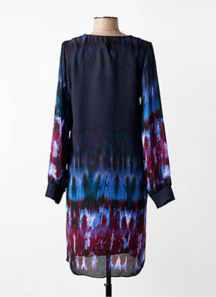 Robe mi-longue imprimé fantaisie manches longues bleu LA FEE MARABOUTEE femme