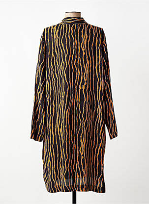 Robe mi-longue imprimé fantaisie manches longues marron CISO femme