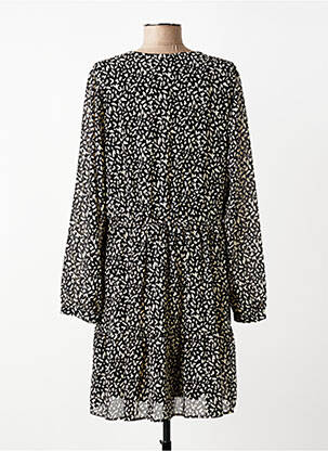 Robe mi-longue imprimé fantaisie manches longues noir LA FEE MARABOUTEE femme